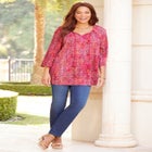 Sequin Trim Gauze Peasant Blouse image number null