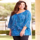 Sequin Trim Gauze Peasant Blouse image number null