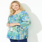 Sequin Trim Gauze Peasant Blouse image number null