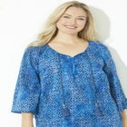 Sequin Trim Gauze Peasant Blouse image number null