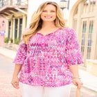 Sequin Trim Gauze Peasant Blouse image number null