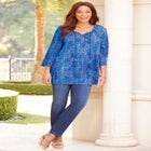 Sequin Trim Gauze Peasant Blouse image number null