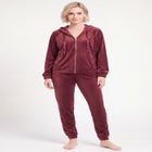 Stretch Velour Zip Front Long Sleeve Jacket With Hood image number 0