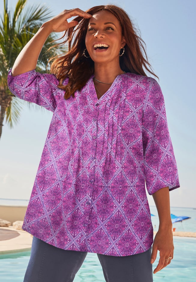 Pintuck Buttonfront Blouse image number 0