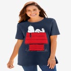 Peanuts Navy Snoopy House Crewneck Tee image number null