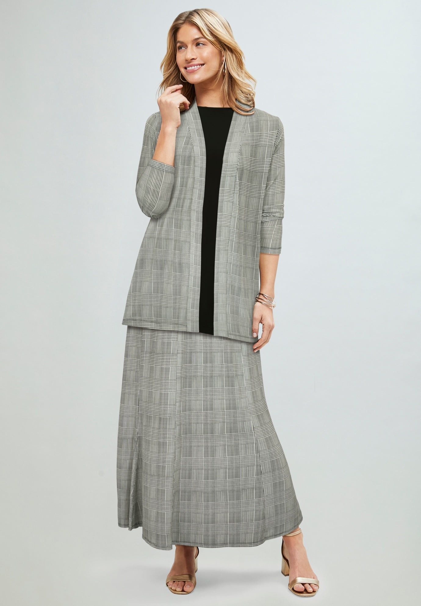 Stretch Knit Open Front Knit Topper image number 0