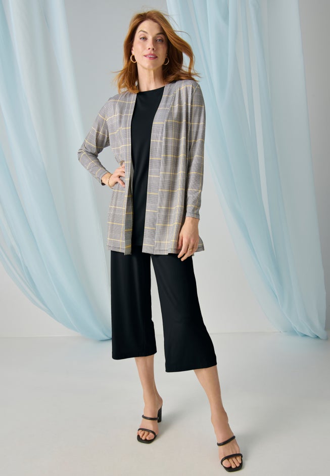 Stretch Knit Open Front Knit Topper image number 4