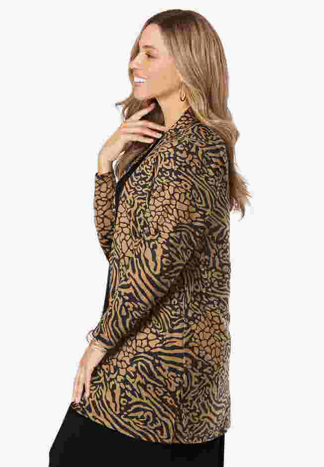 Stretch Knit Open Front Knit Topper image number 2