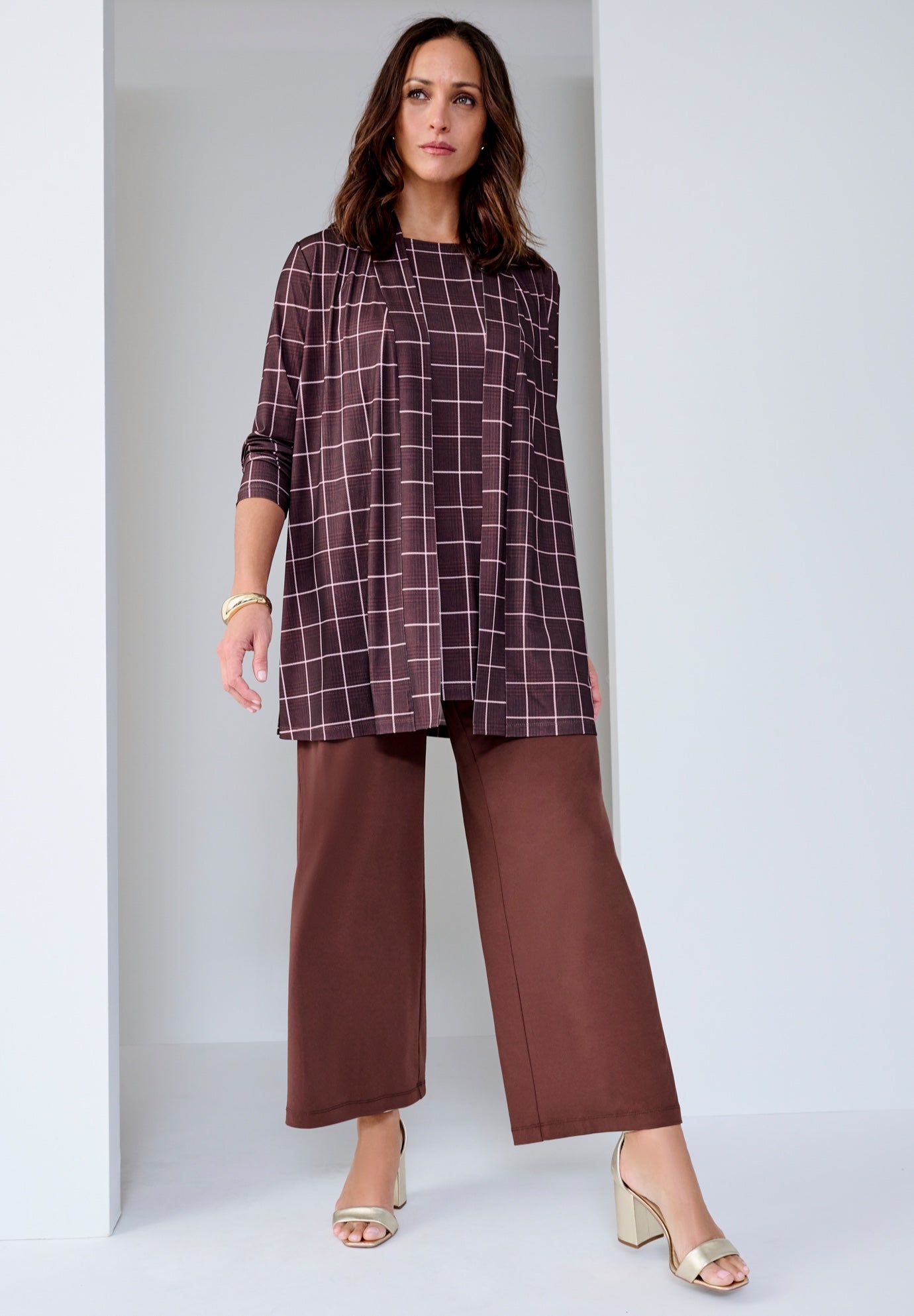 Stretch Knit Open Front Knit Topper image number 1