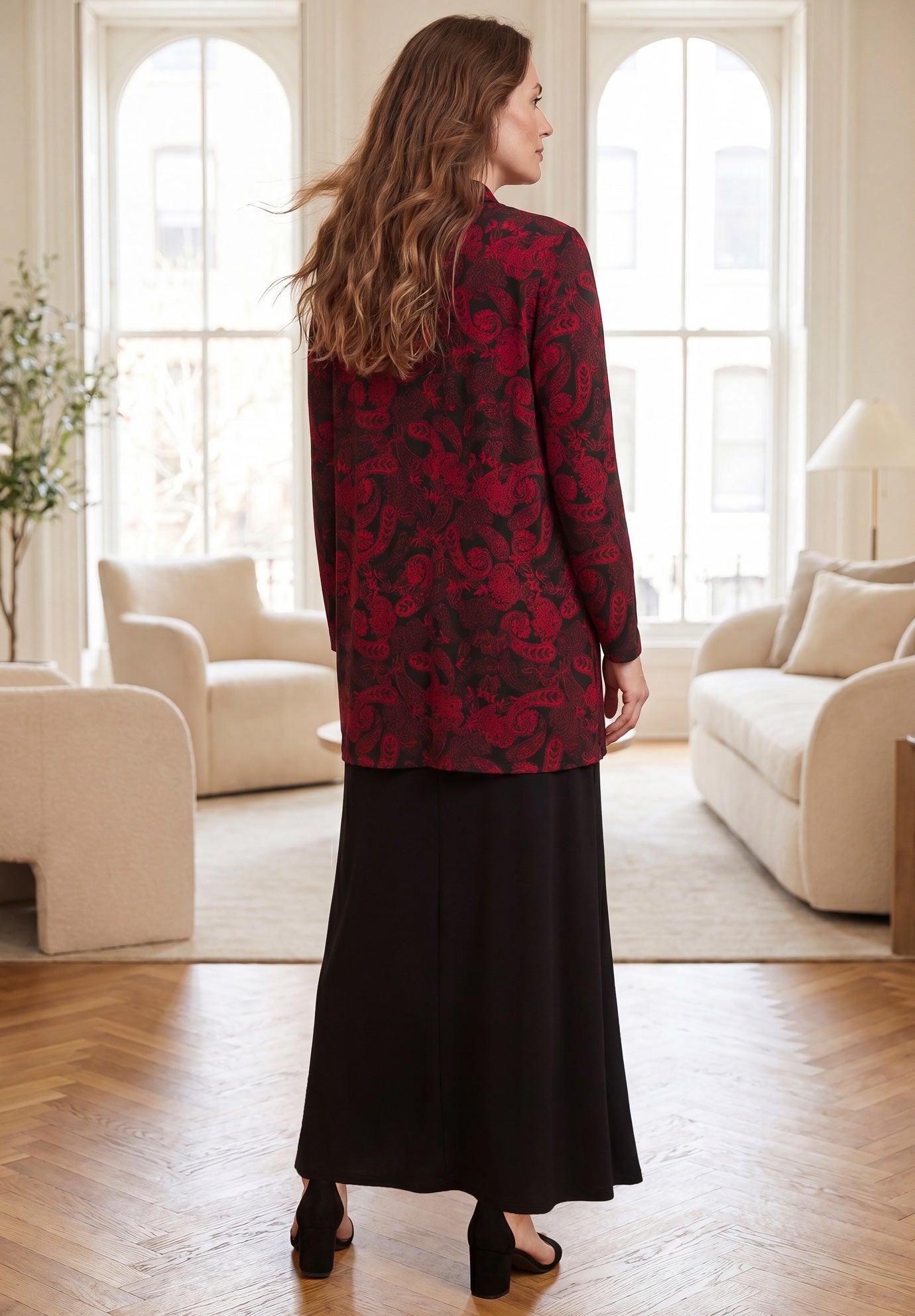 Stretch Knit Open Front Knit Topper image number 1