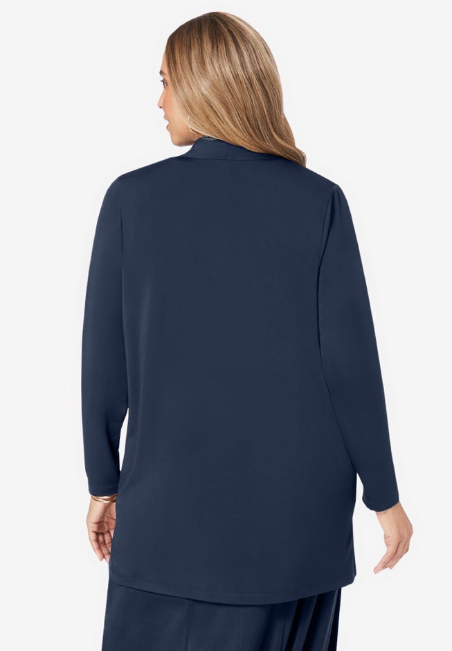 Stretch Knit Open Front Knit Topper image number 2