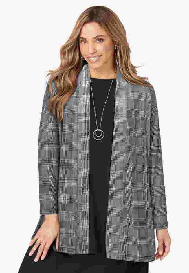 Stretch Knit Open Front Knit Topper image number 0