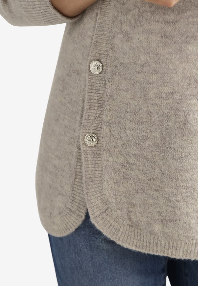 Button Trim Pullover Sweater image number 1