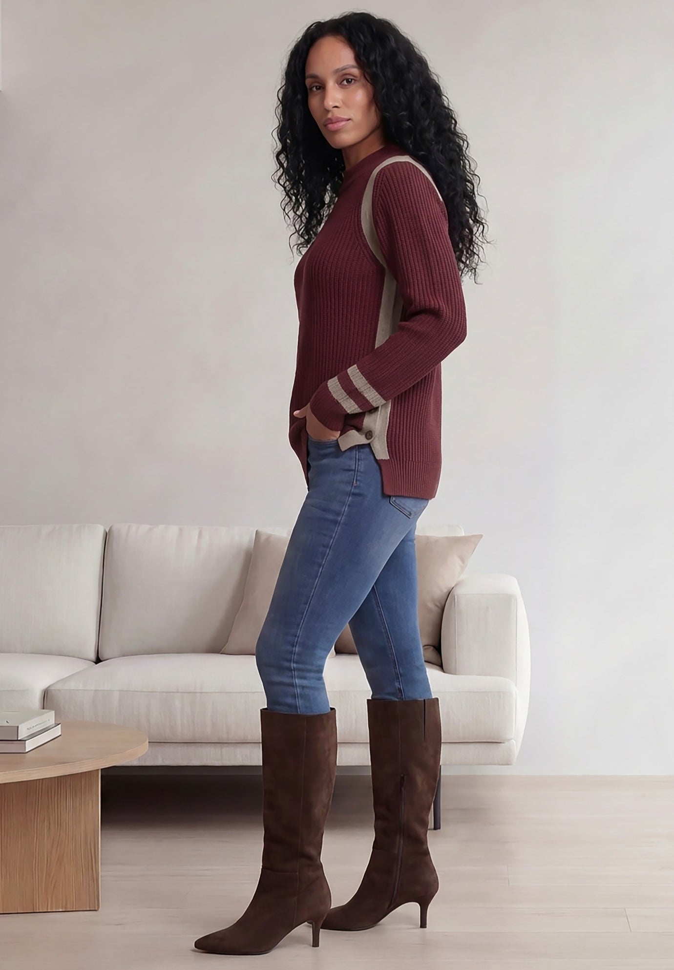 Side Stripe Mockneck Sweater image number 2