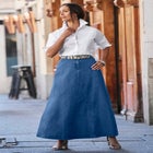 Denim Inset Maxi Skirt image number null