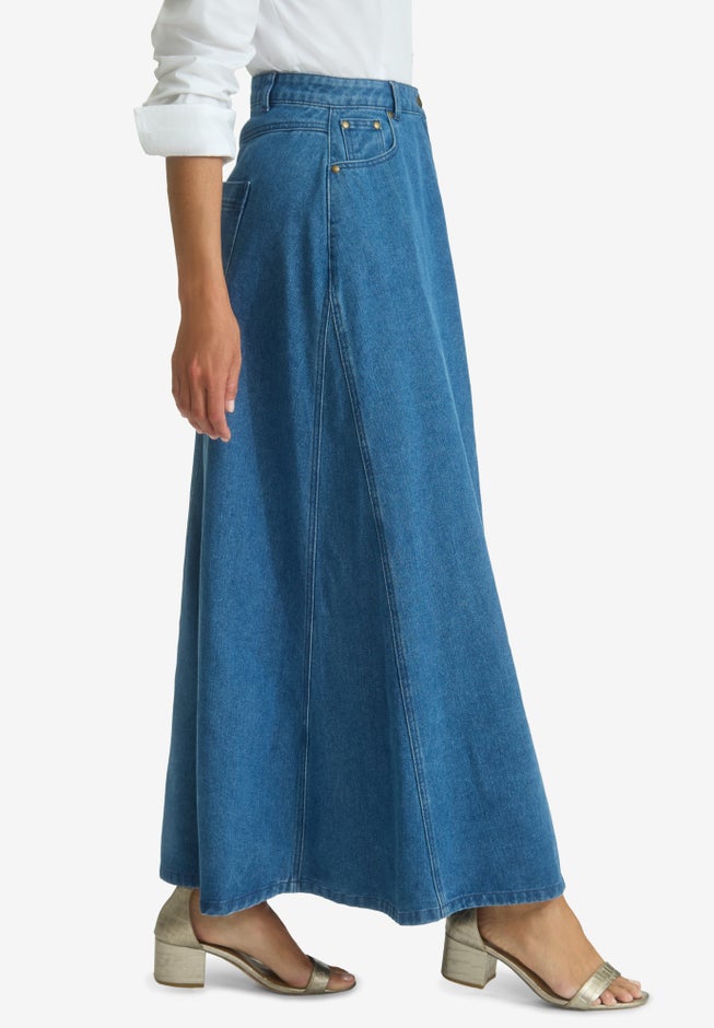 Denim Inset Maxi Skirt image number 2