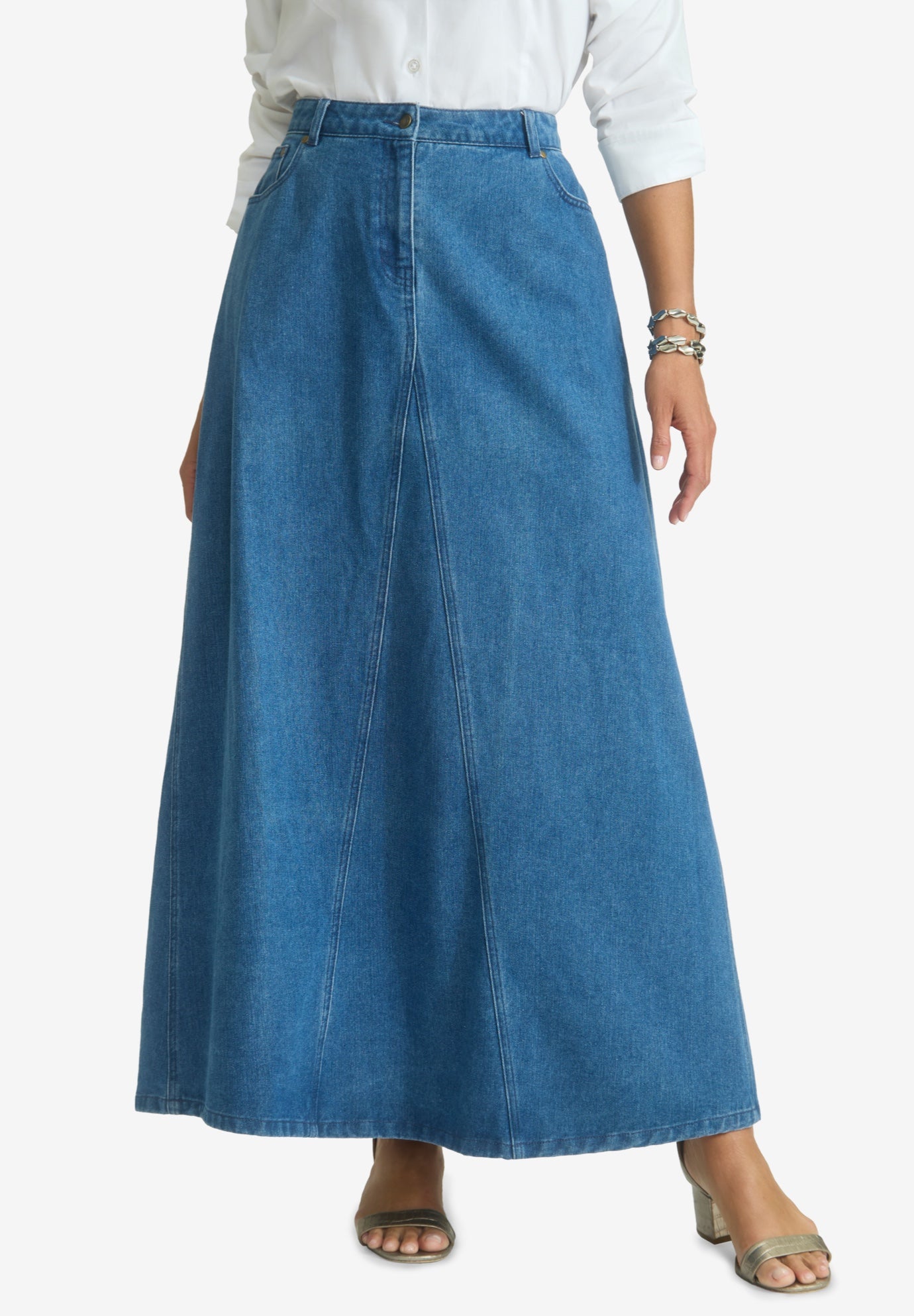 Denim Inset Maxi Skirt image number 0