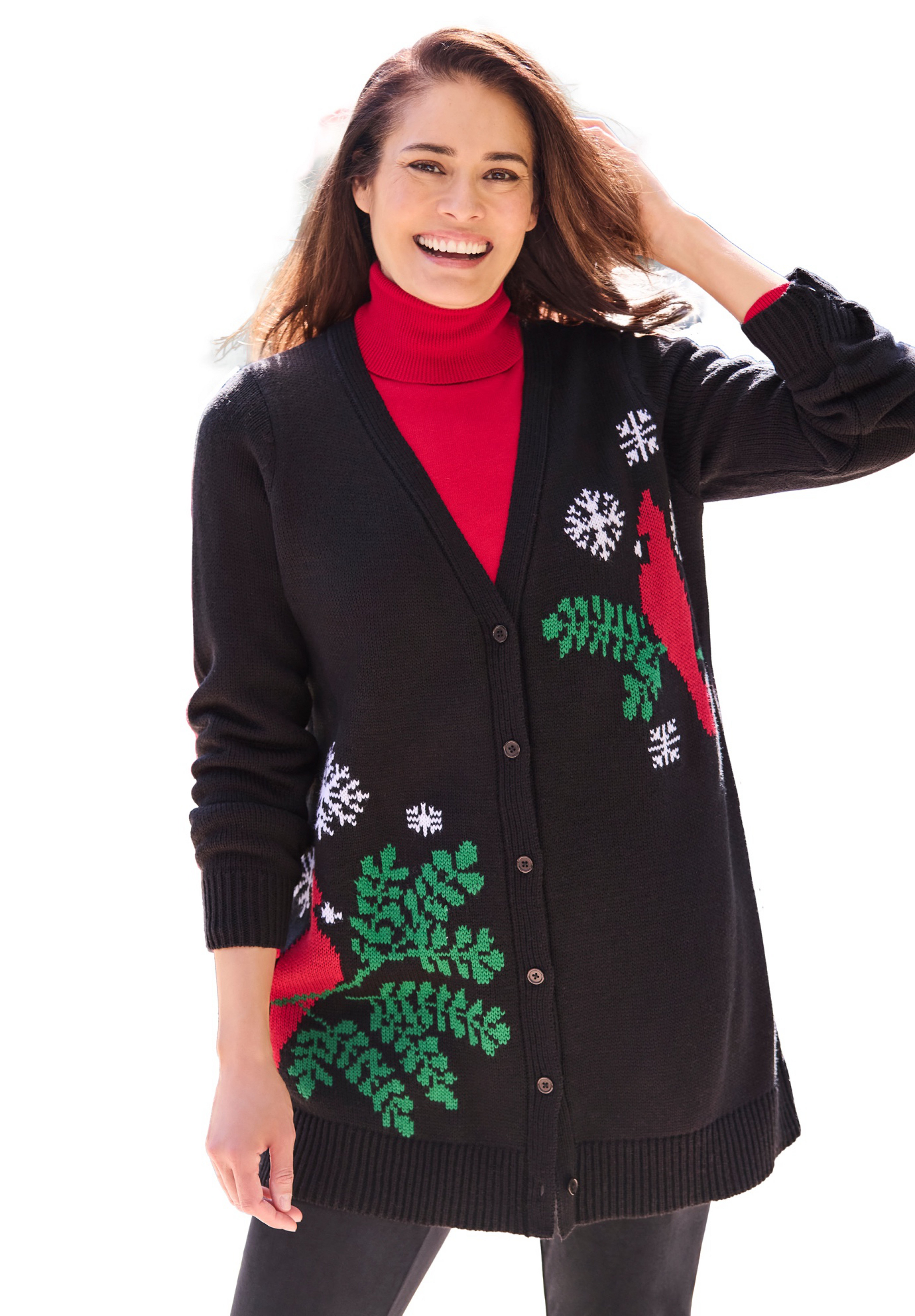 Holiday Motif Cardigan Sweater image number 0