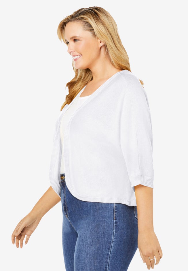 Rib Trim Cardigan Shrug image number 2