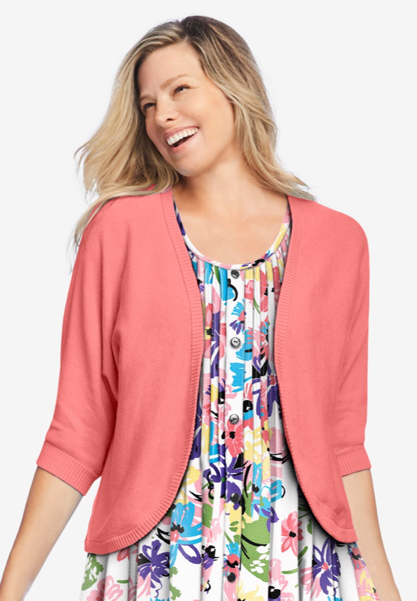 Rib Trim Cardigan Shrug image number 0