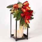 22" Red Ribbon Lantern with Candles image number null
