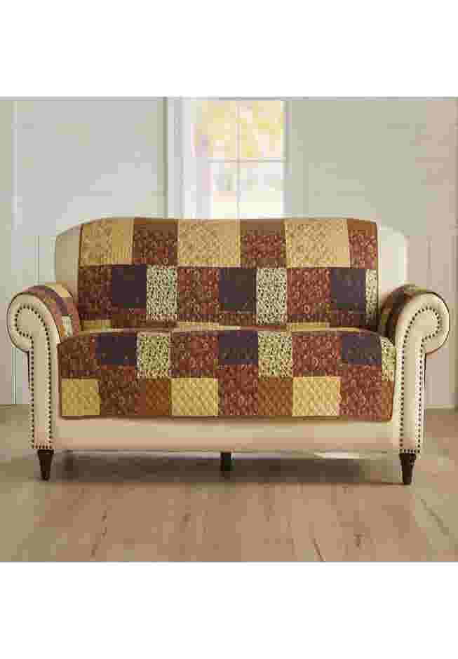 Printed Faux Patchwork Sofa Protector image number 0