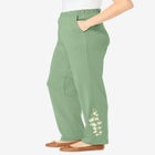 7-Day Knit Embroidered Straight-Leg Pull-On Pants image number null