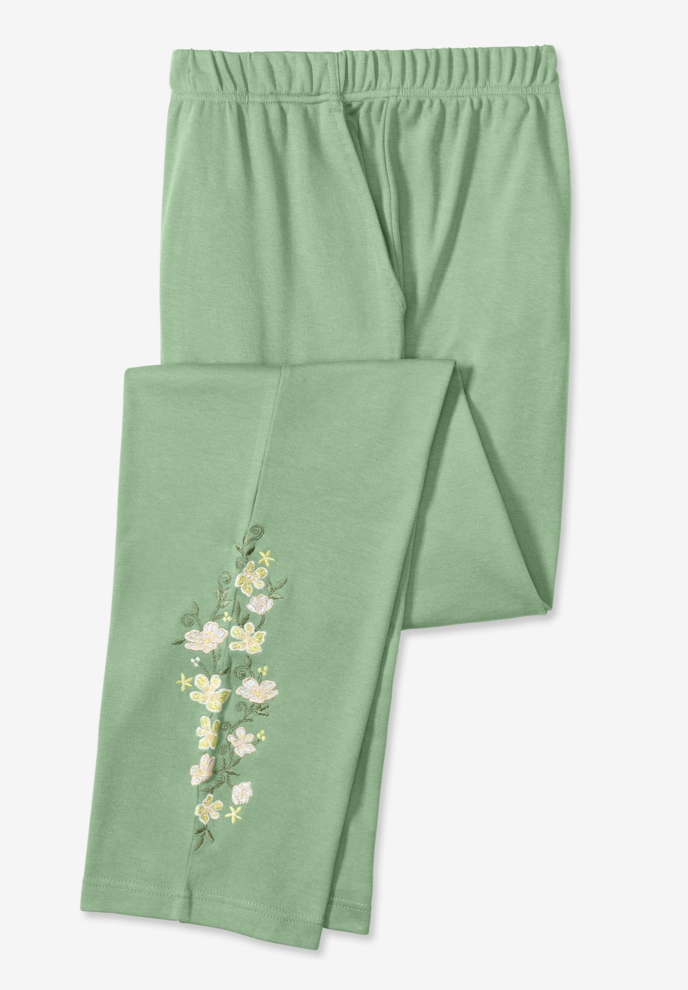 7-Day Knit Embroidered Straight-Leg Pull-On Pants image number 3