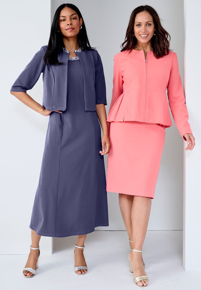 Collarless Peplum Skirt Suit image number 1