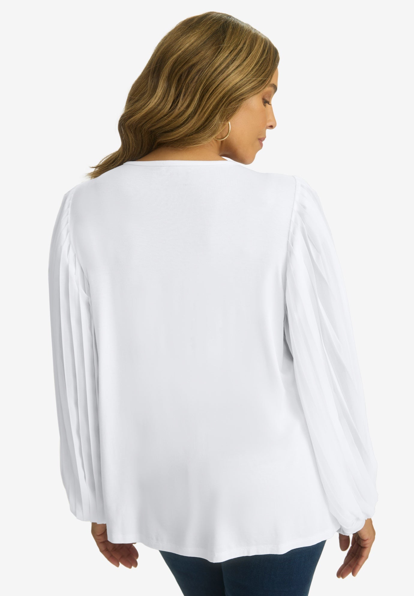 Stretch Pleated Sleeve Top image number 1