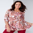 Knit Crepe Sweetheart Neckline Peplum Top image number null