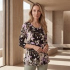 Knit Crepe Sweetheart Neckline Peplum Top image number null