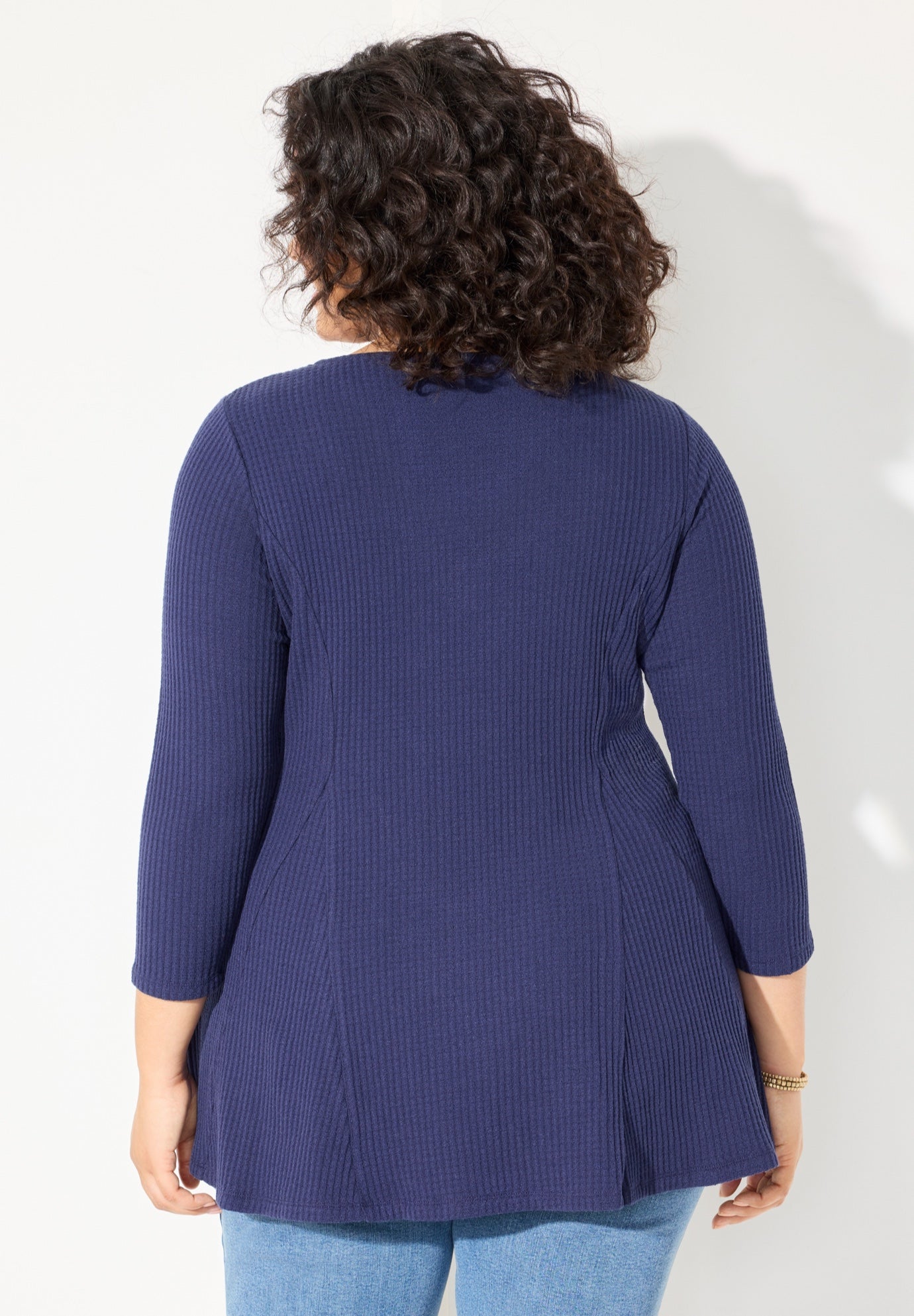 Waffle Knit Lace Trim Tunic image number 1