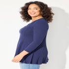 Waffle Knit Lace Trim Tunic image number null