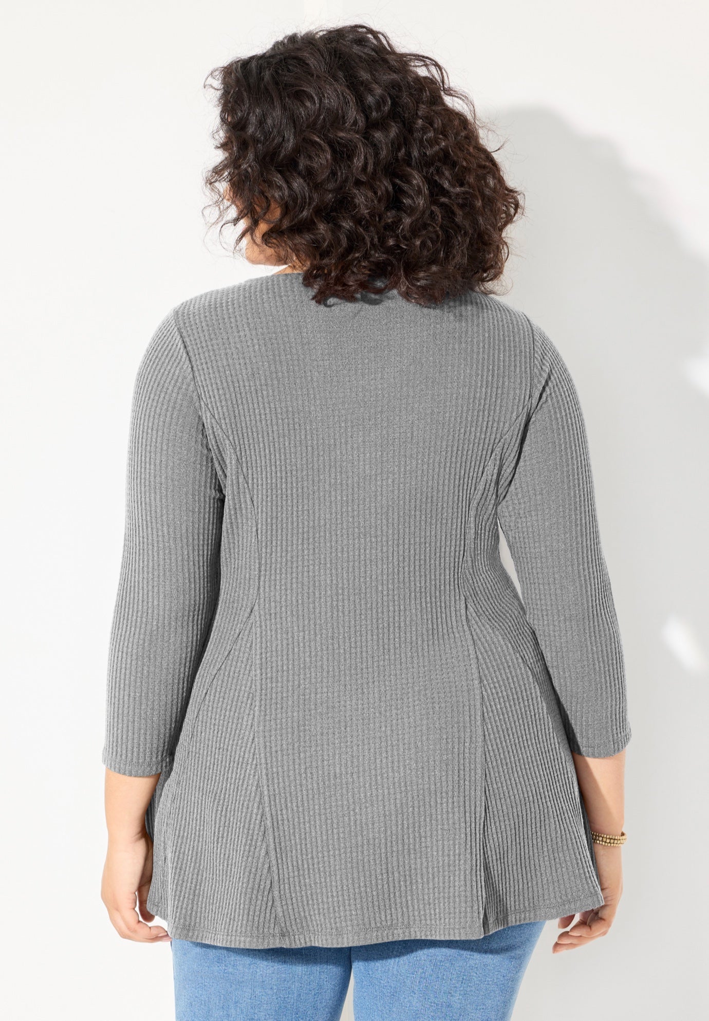 Waffle Knit Lace Trim Tunic image number 1