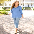 Waffle Knit Lace Trim Tunic image number null