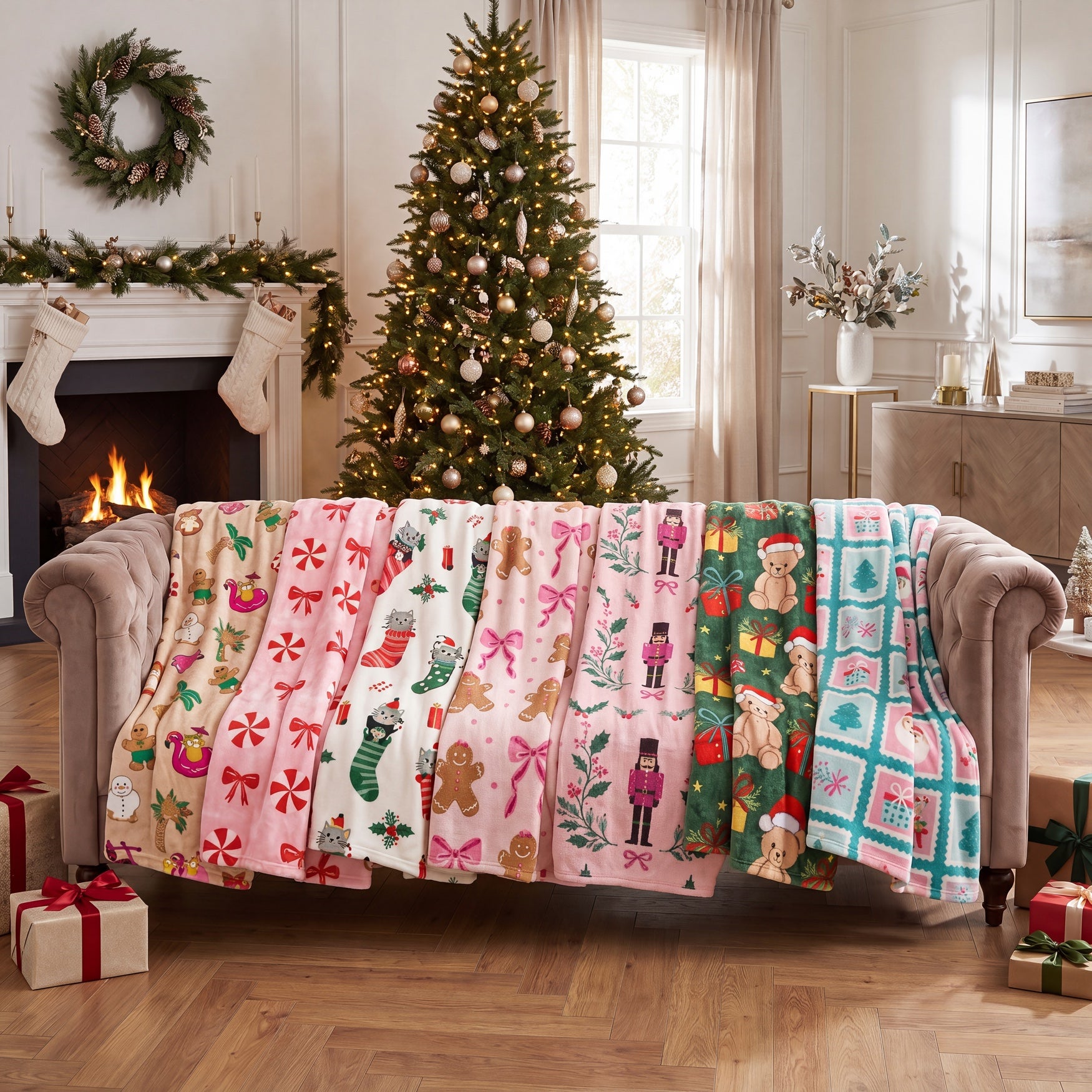 Beary Christmas Plush Throw image number 1