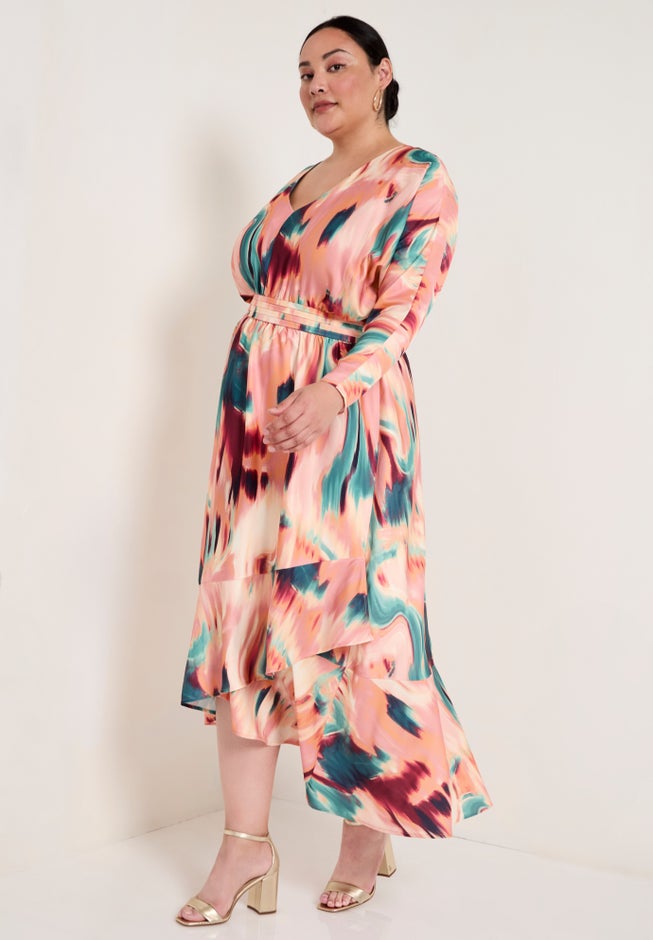 Ruffled Dolman Sleeve Maxi Dress image number null