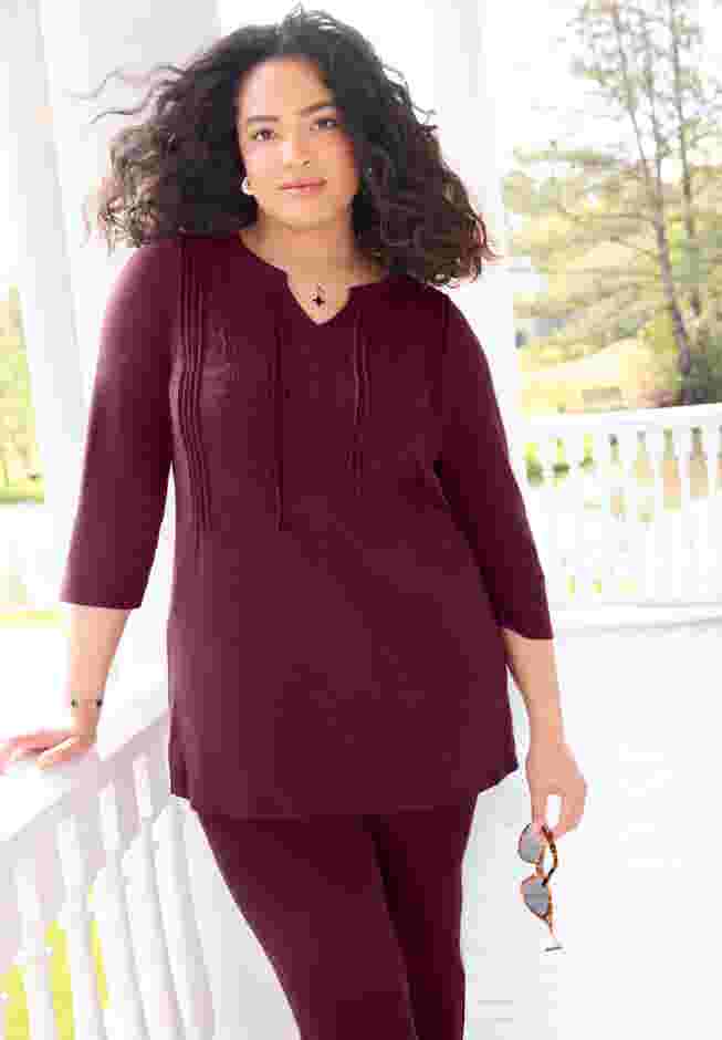 Embroidered Pintuck Tunic image number 0