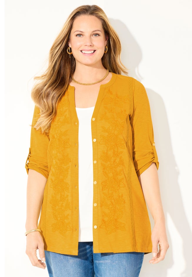 Embroidered Buttonfront Tunic image number 3