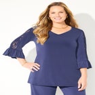 Dream Drape V-Neck Lace Trim Top image number 0