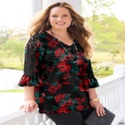 Dream Drape V-Neck Lace Trim Top image number null