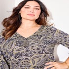 Embellished Y-Neck Peasant Top image number null