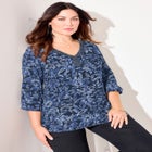 Embellished Y-Neck Peasant Top image number null