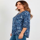 Embellished Y-Neck Peasant Top image number null