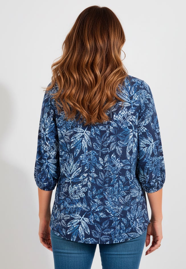 Embellished Y-Neck Peasant Top image number 2