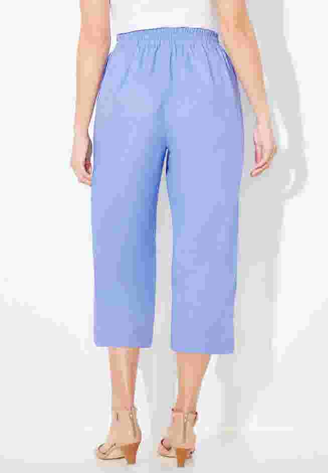 Flat Front Linen Capri image number 1
