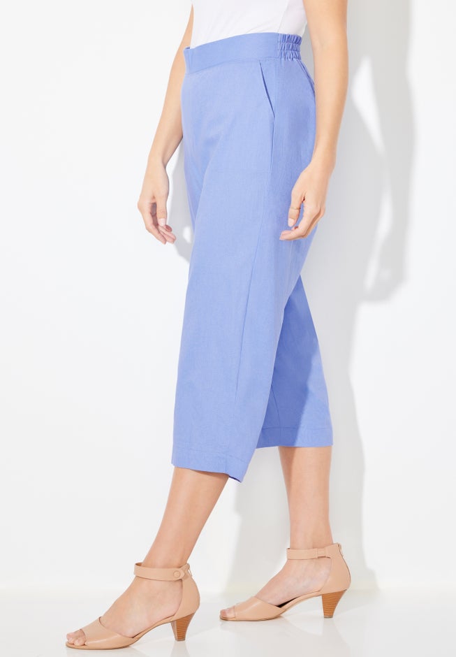 Flat Front Linen Capri image number 2