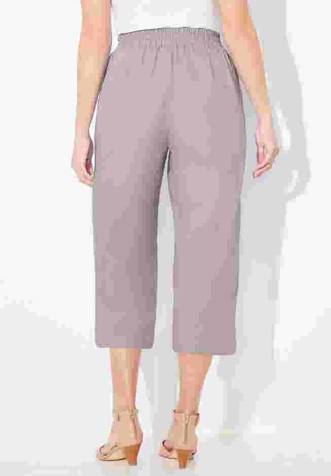 Flat Front Linen Capri image number 1