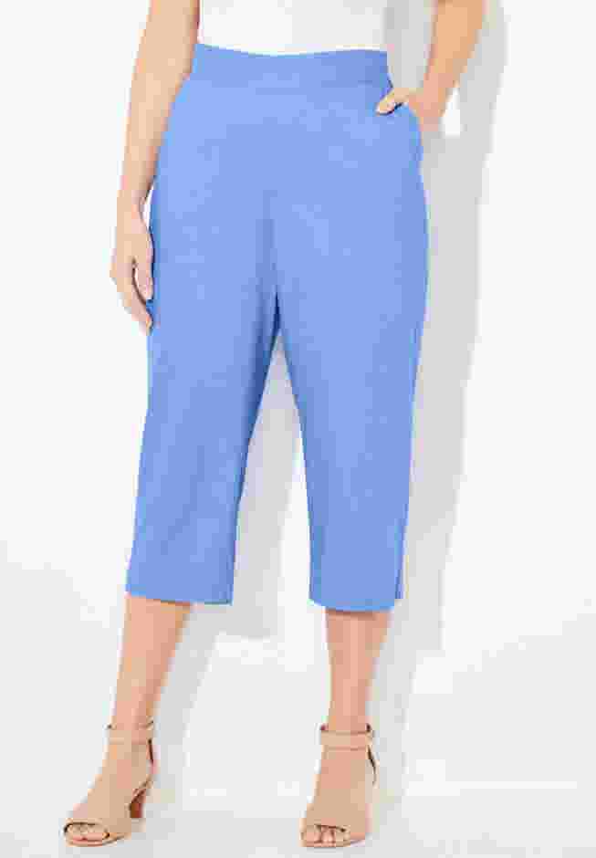 Flat Front Linen Capri image number 0